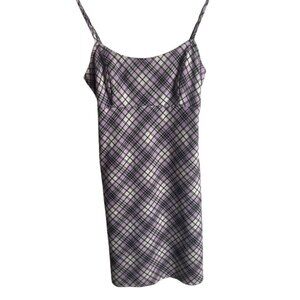 Brandy Melville Colleen Plaid Mini Dress Purple Tie Back Academia Preppy Argyle